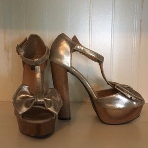 Charlotte Russe shimmering bow heels